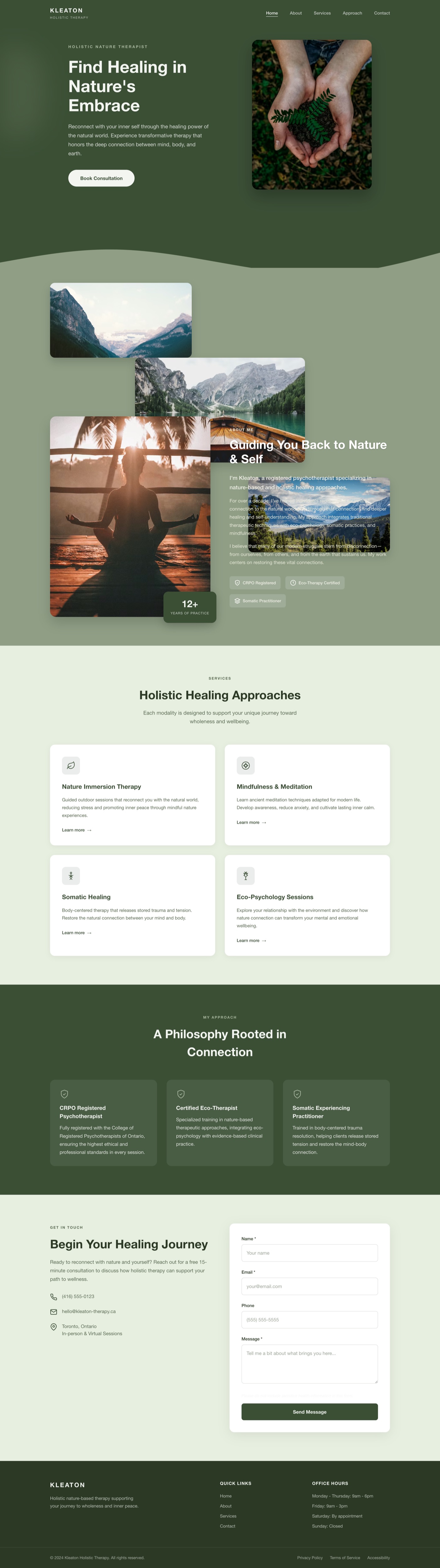 Screenshot of Holistic & Nature Therapy demo site